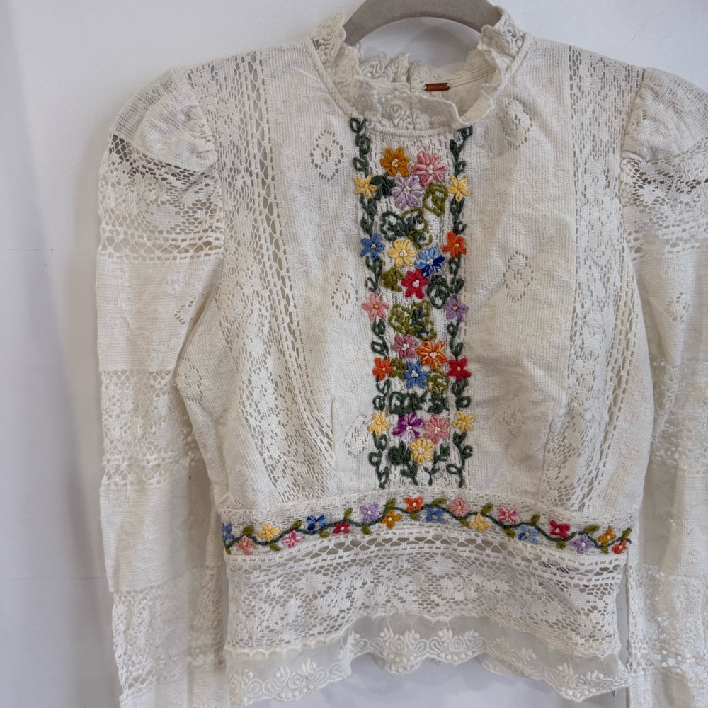 Free People Garden Grace Top Floral Embroidered - Picture 5 of 7
